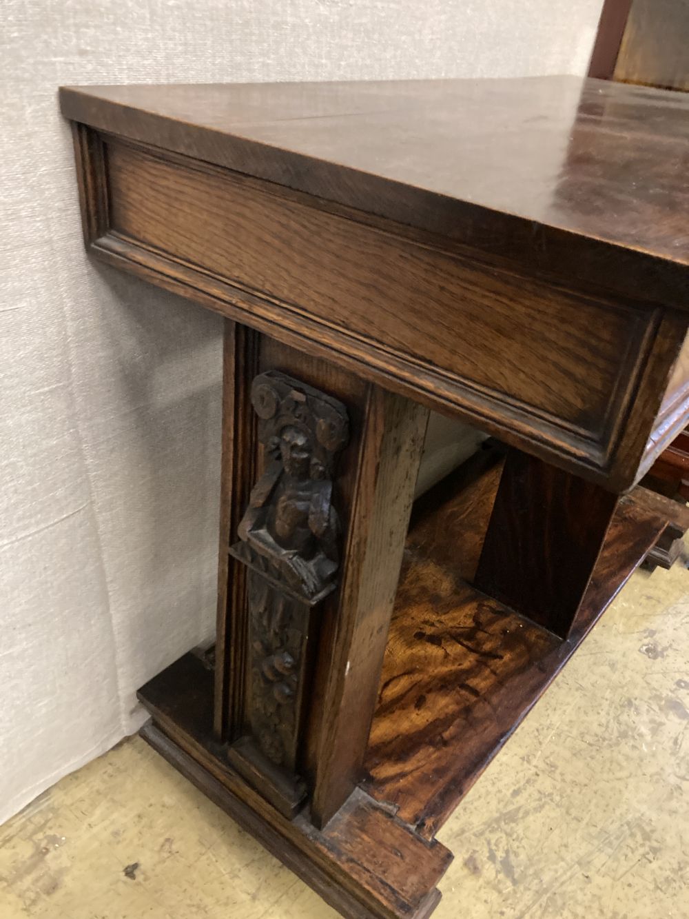 A 19th century Continental oak side table, width 89cm depth 46cm height 73cm